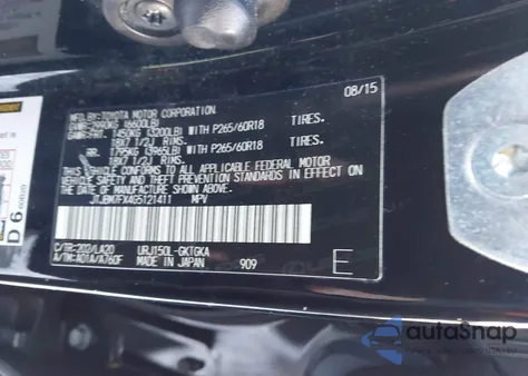 2016 Lexus Gx 460 from USA, damaged, VIN JTJBM7FX4G5121411